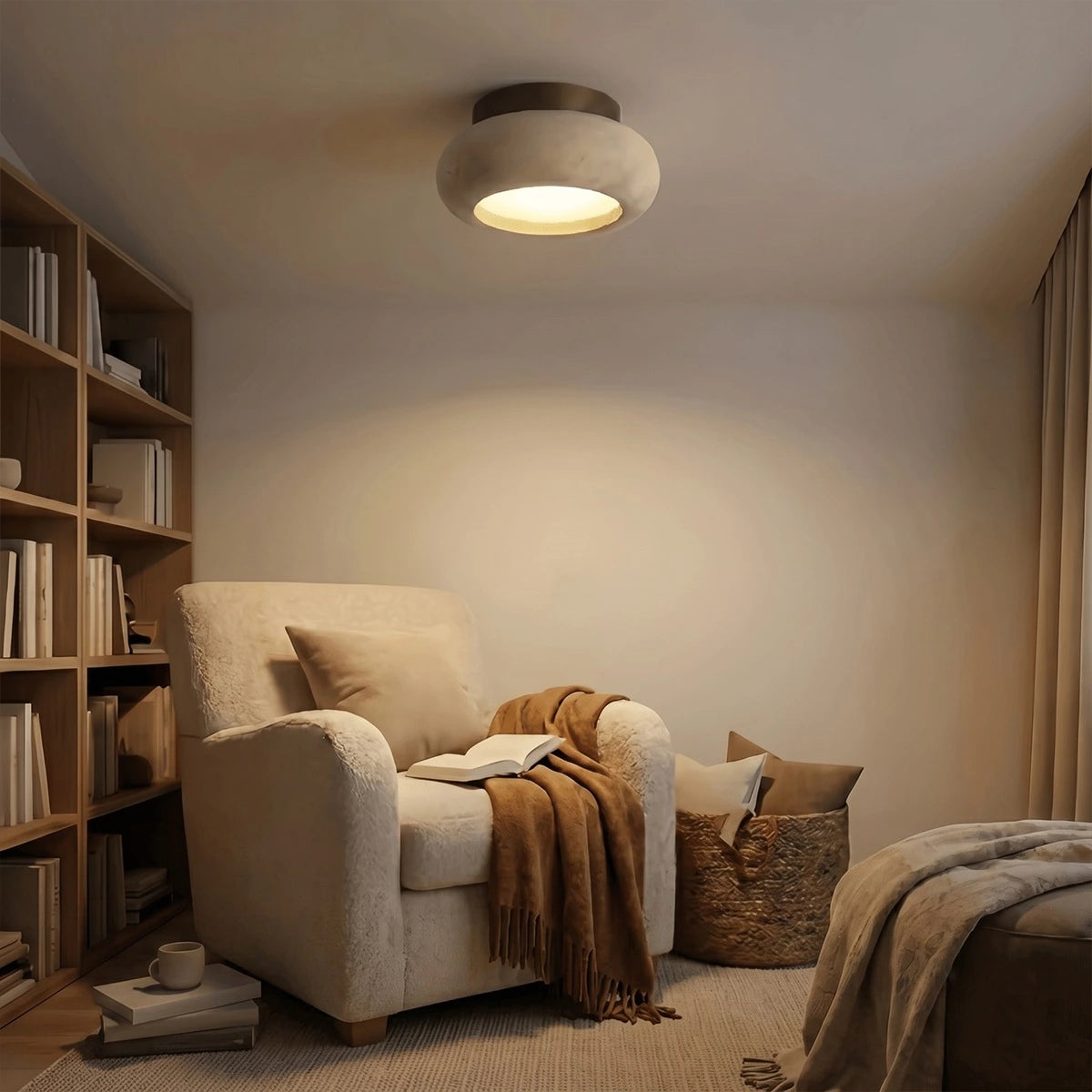 Antizer Japanese Style Travertine Ceiling Light