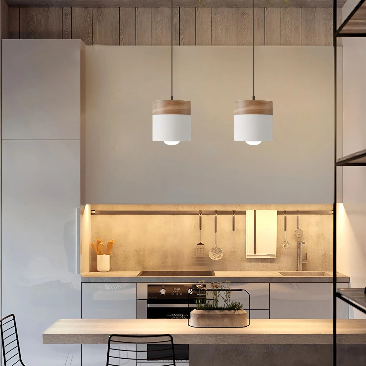 Antizer Laetus Modern Wood Accent Pendant Light