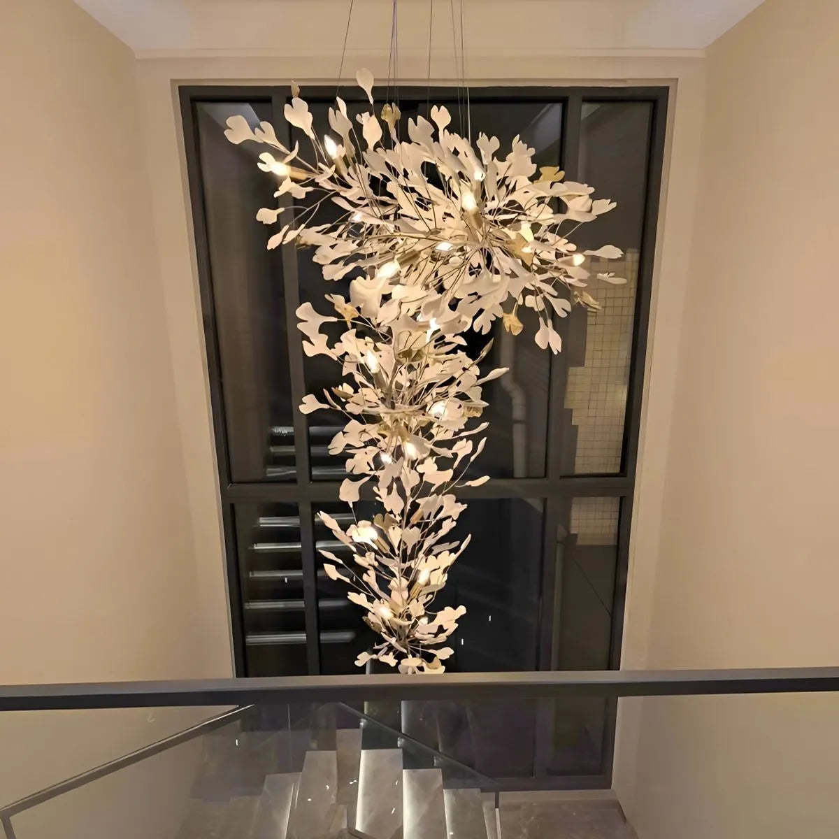 Antizer Large Ginkgo Leaf Chandelier
