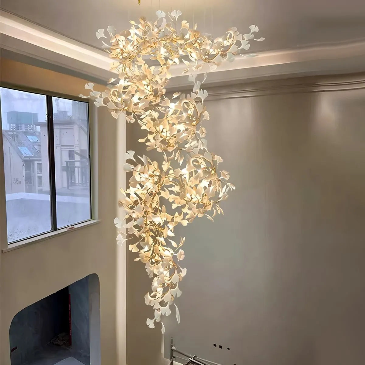 Antizer Large Ginkgo Leaf Chandelier