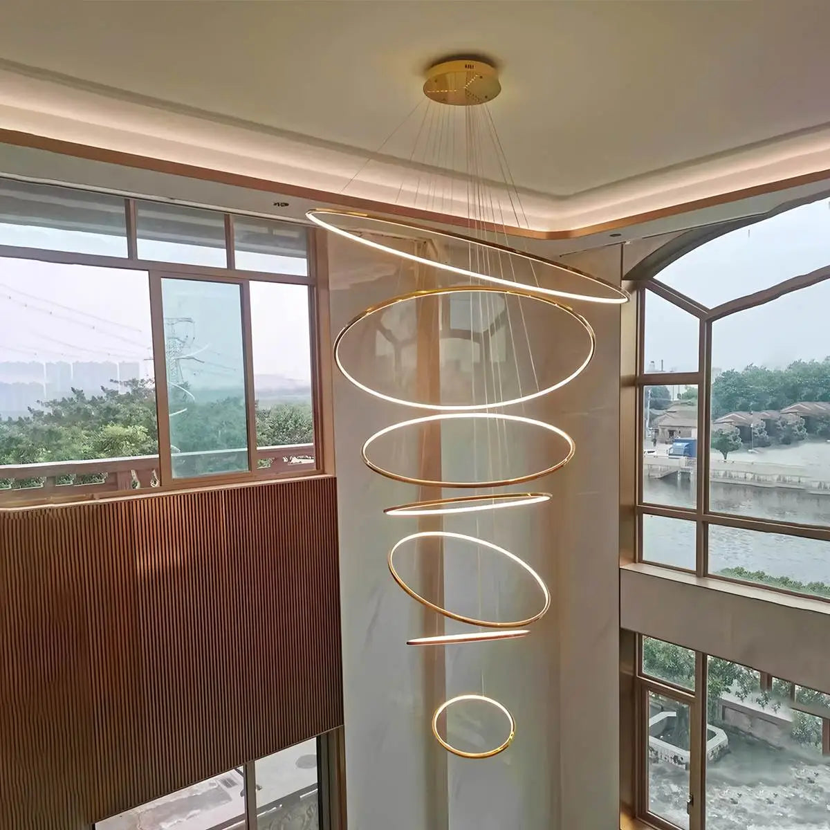 Antizer Large Tiered Ring Foyer Chandelier
