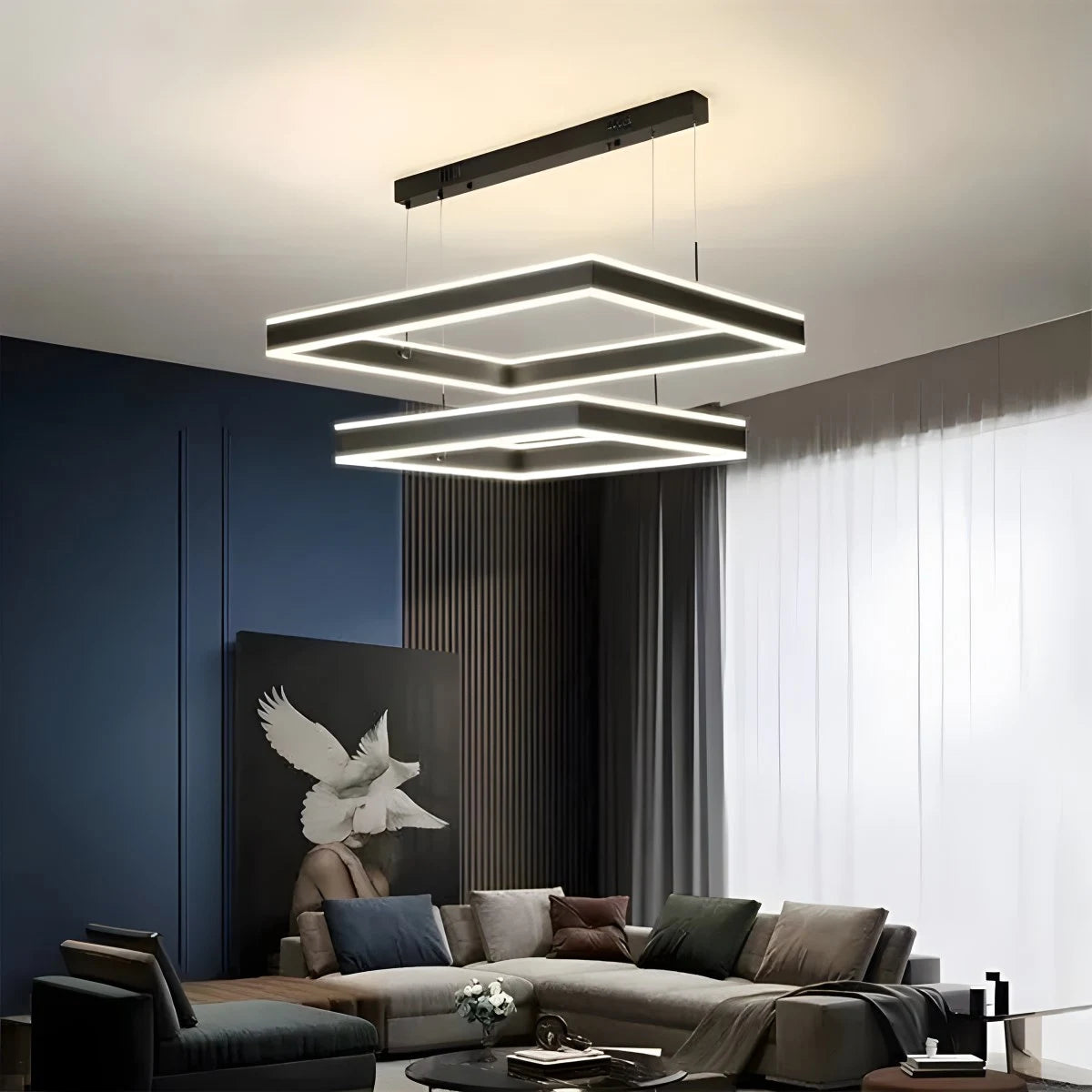 Antizer Tiered Black Square Pendant Lamp for Living Room