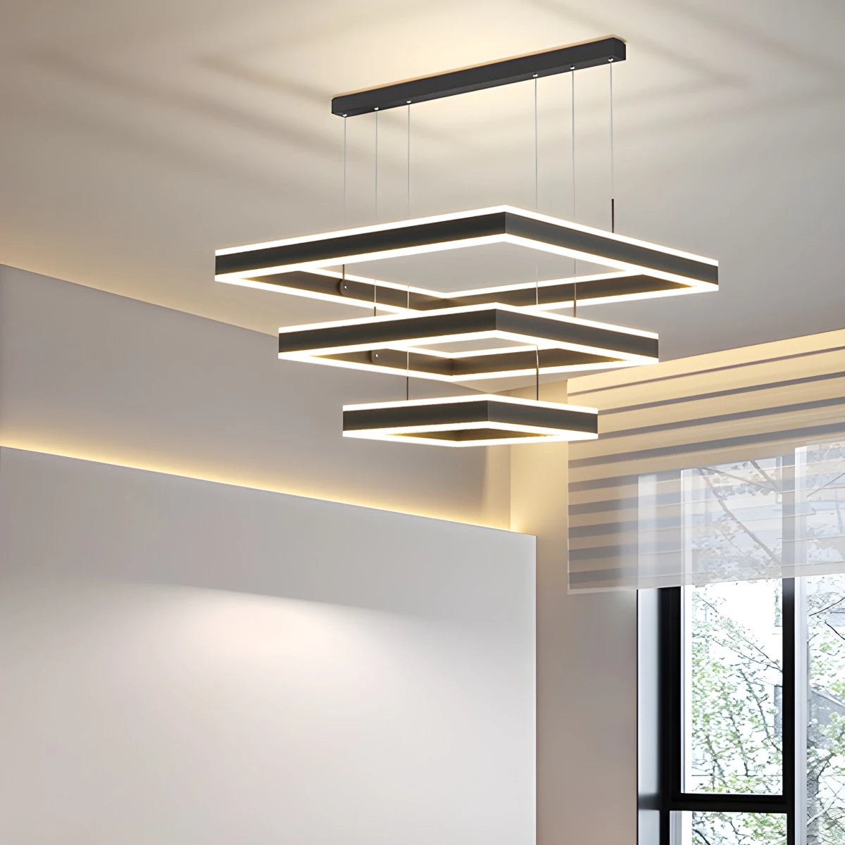 Antizer Tiered Black Square Pendant Lamp for Living Room