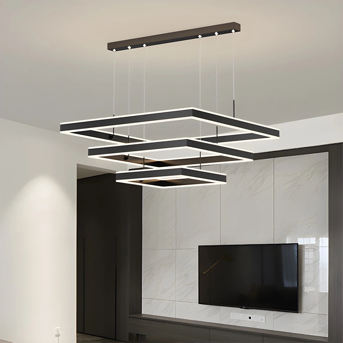 Antizer Tiered Black Square Pendant Lamp for Living Room