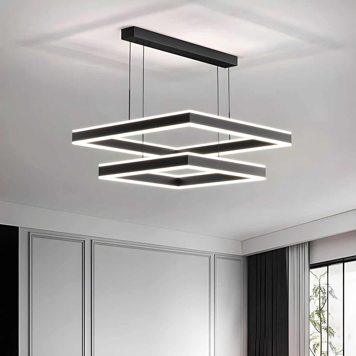 Antizer Tiered Black Square Pendant Lamp for Living Room