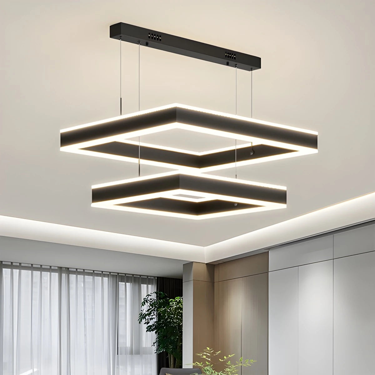 Antizer Tiered Black Square Pendant Lamp for Living Room