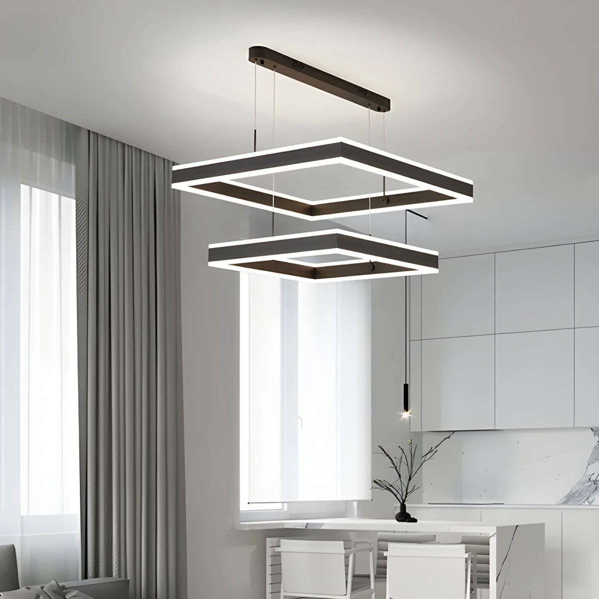 Antizer Tiered Black Square Pendant Lamp for Living Room