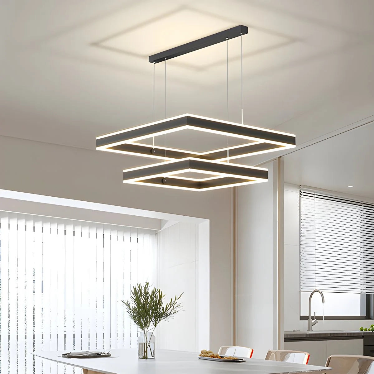 Antizer Tiered Black Square Pendant Lamp for Living Room