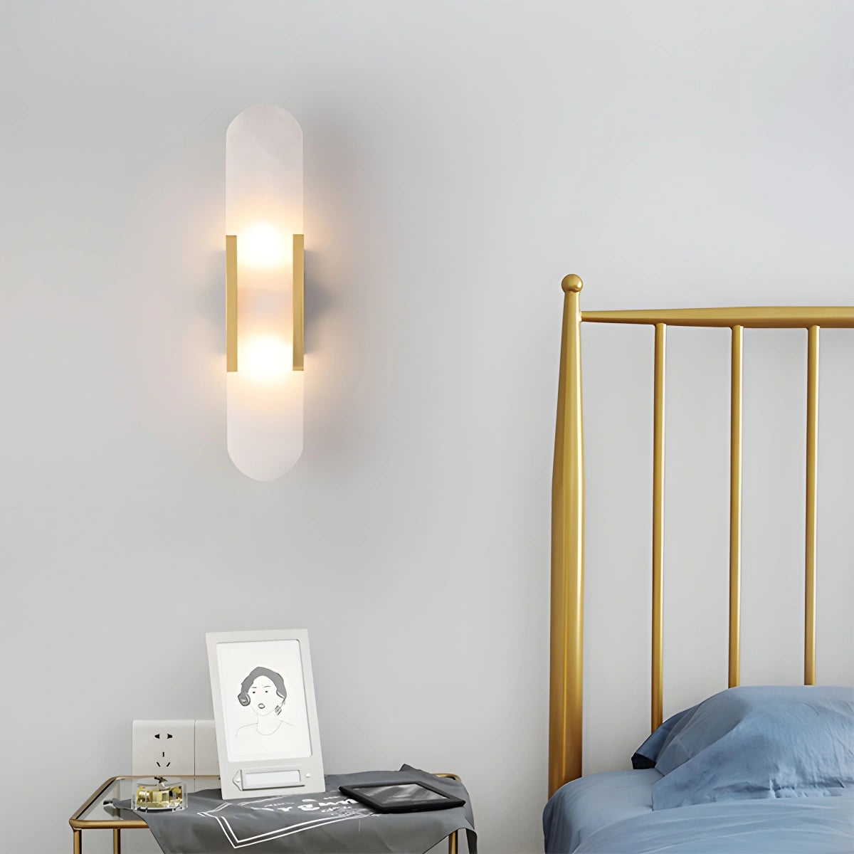 Antizer Luxury Spanish Alabaster Wall Sconce for Living Room