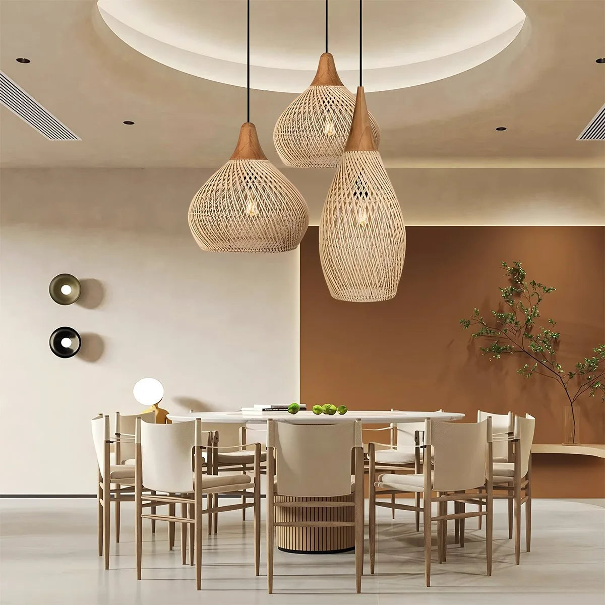 Antizer Rattan Lantern Pendant Light for Dining Room