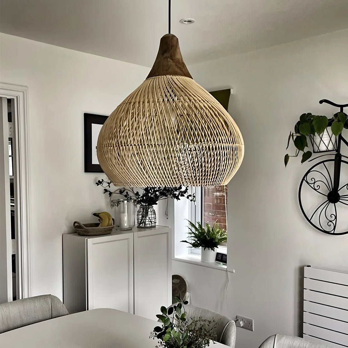 Antizer Rattan Lantern Pendant Light for Dining Room