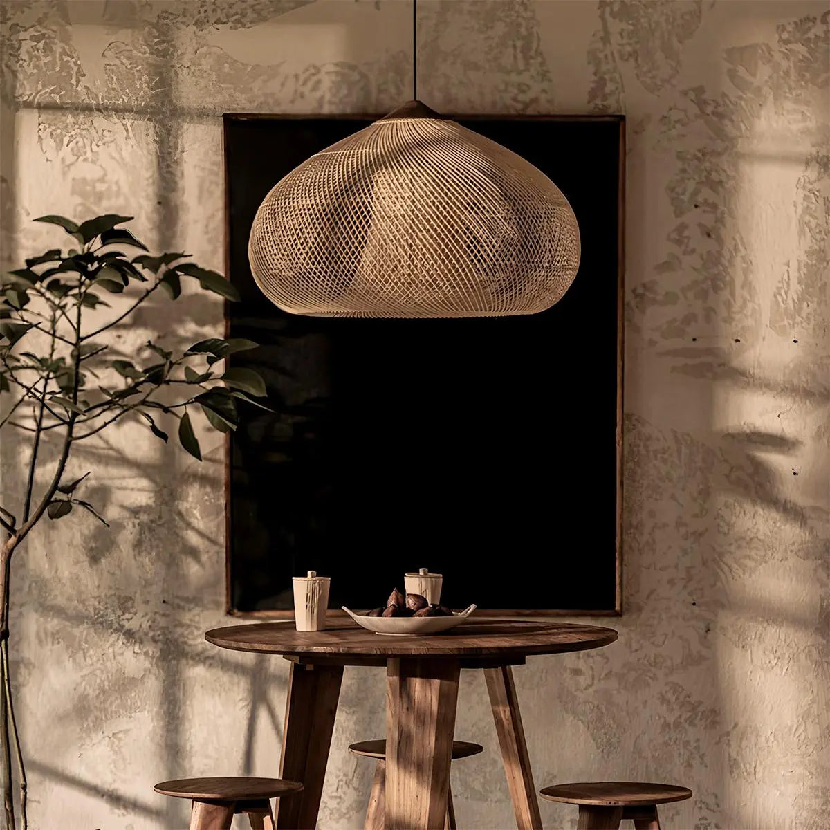 Antizer Rattan Lantern Pendant Light for Dining Room