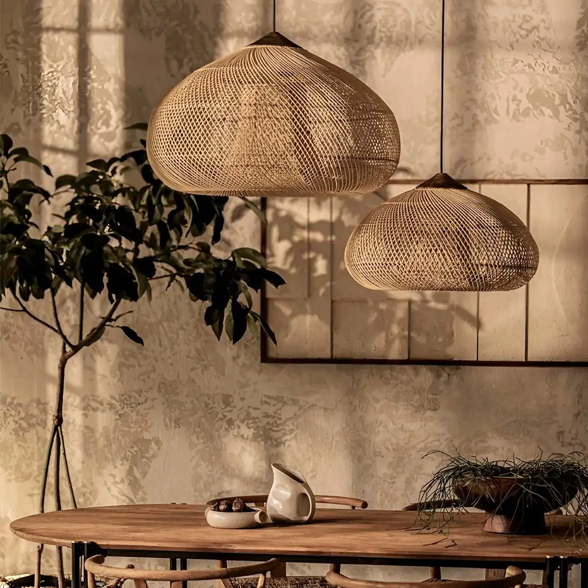 Antizer Rattan Lantern Pendant Light for Dining Room