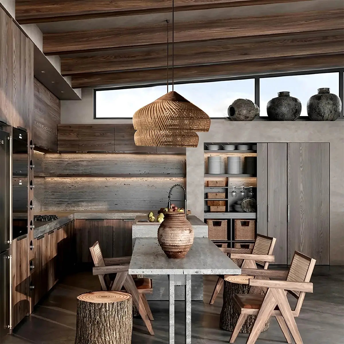 Antizer Rattan Lantern Pendant Light for Dining Room