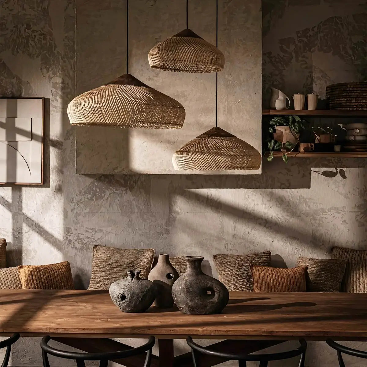 Antizer Rattan Lantern Pendant Light for Dining Room