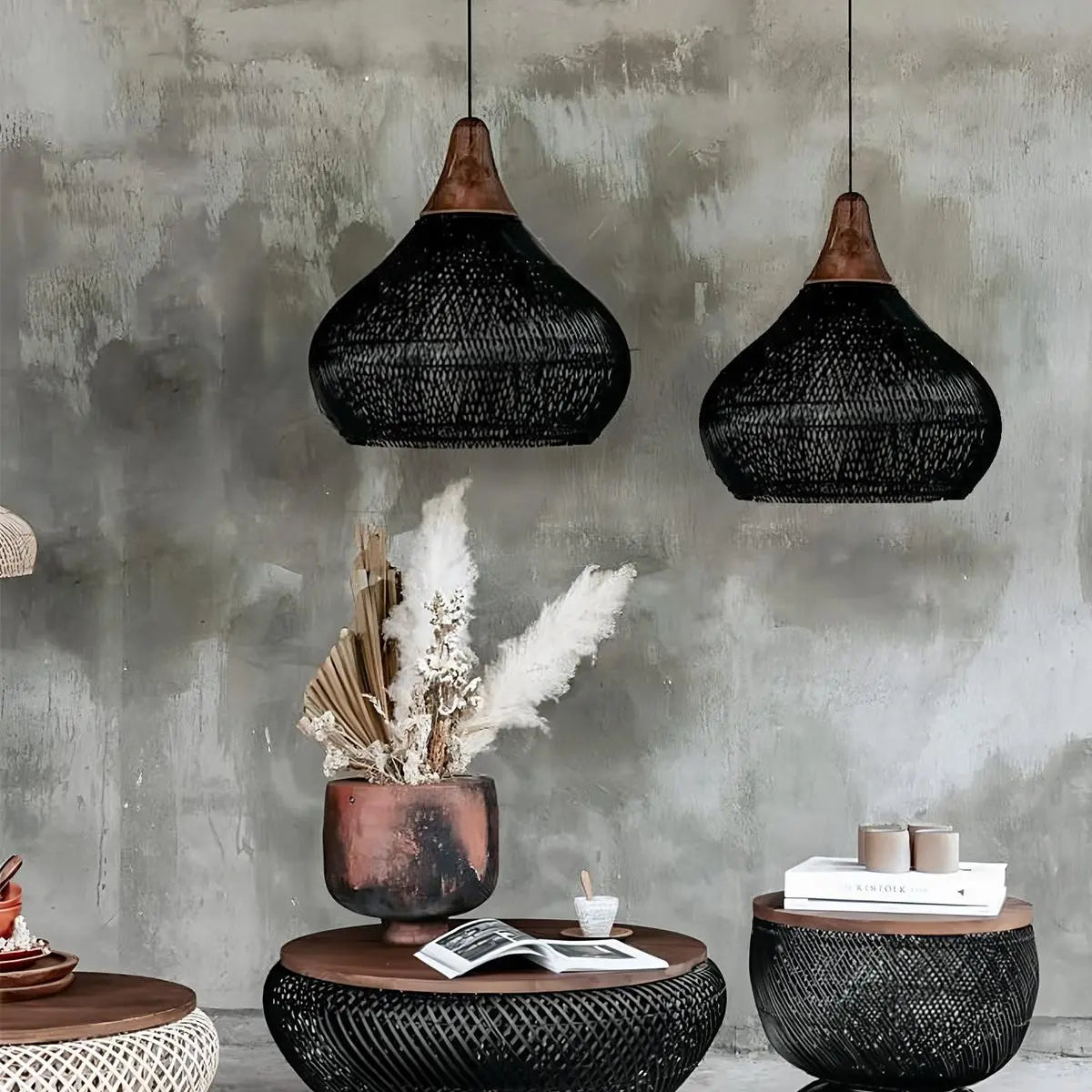 Antizer Rattan Lantern Pendant Light for Dining Room