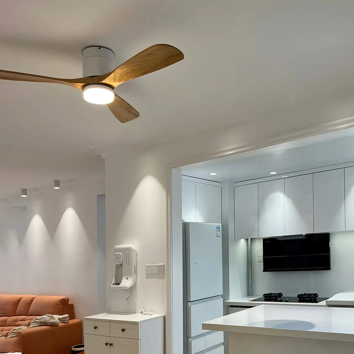 Antizer Mid-century Modern Hugger Ceiling Fan Lamp