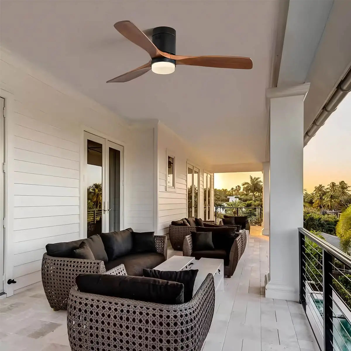 Antizer Mid-century Modern Hugger Ceiling Fan Lamp