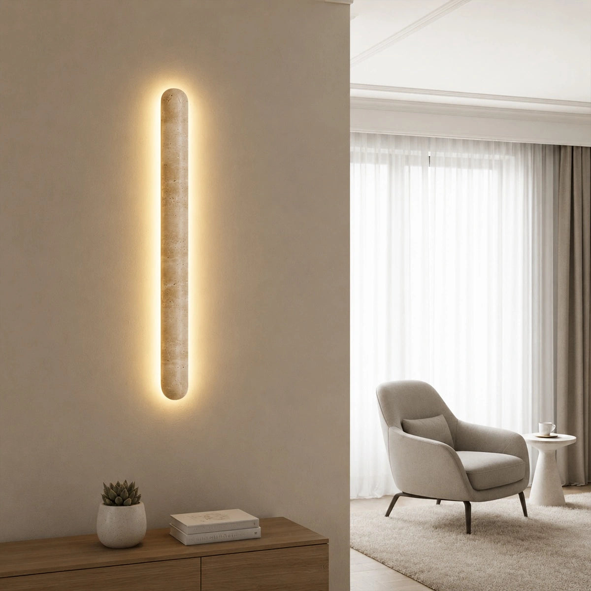 Antizer Minimalist Travertine Pillar Wall Lamp