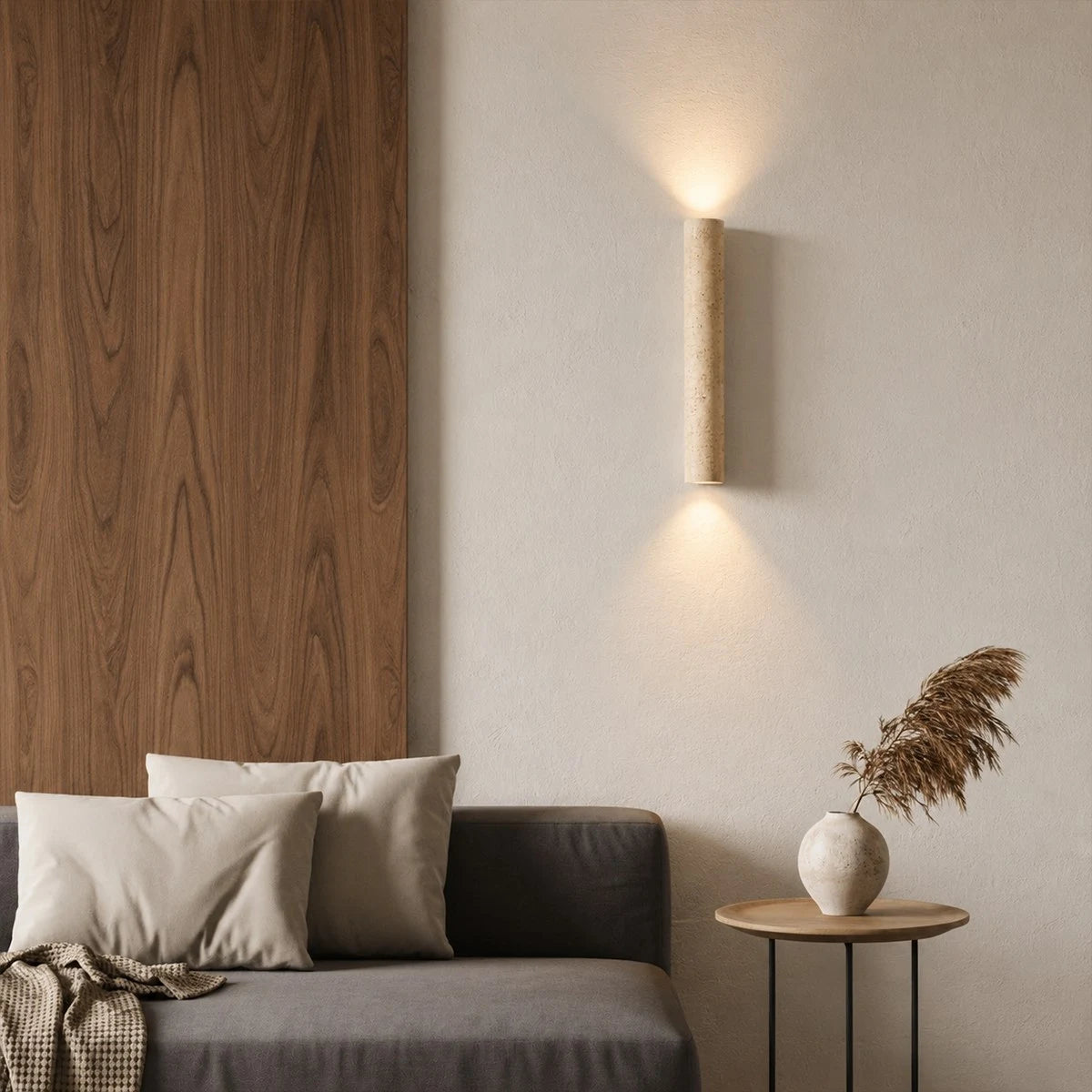 Antizer Minimalist Yellow Travertine Cylindrical Wall Lamp