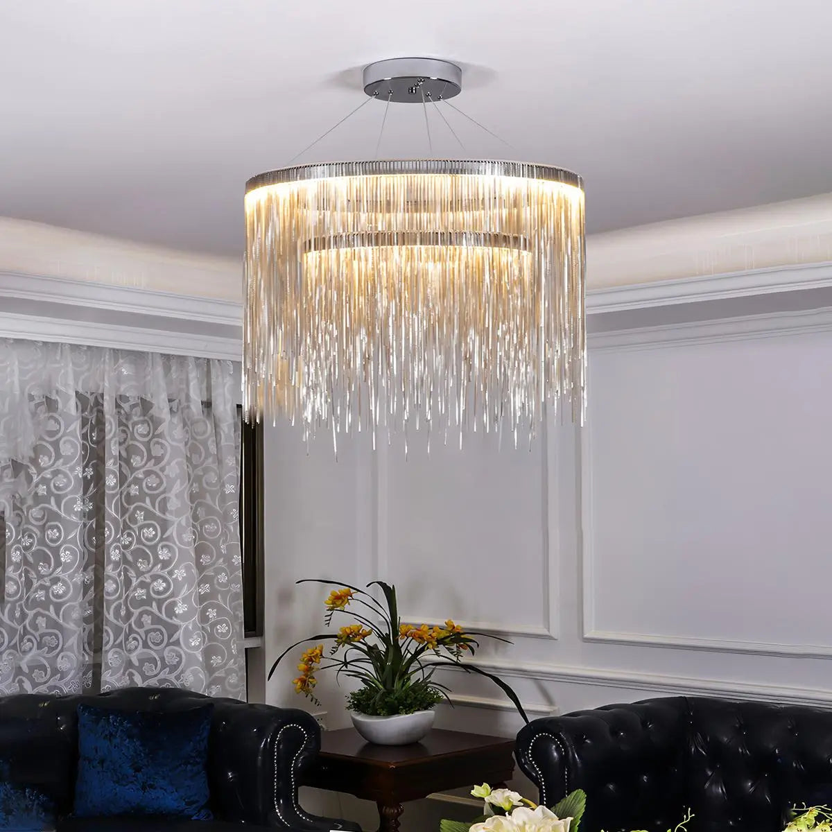 Antizer Modern Art Decor Tassel Chandelier