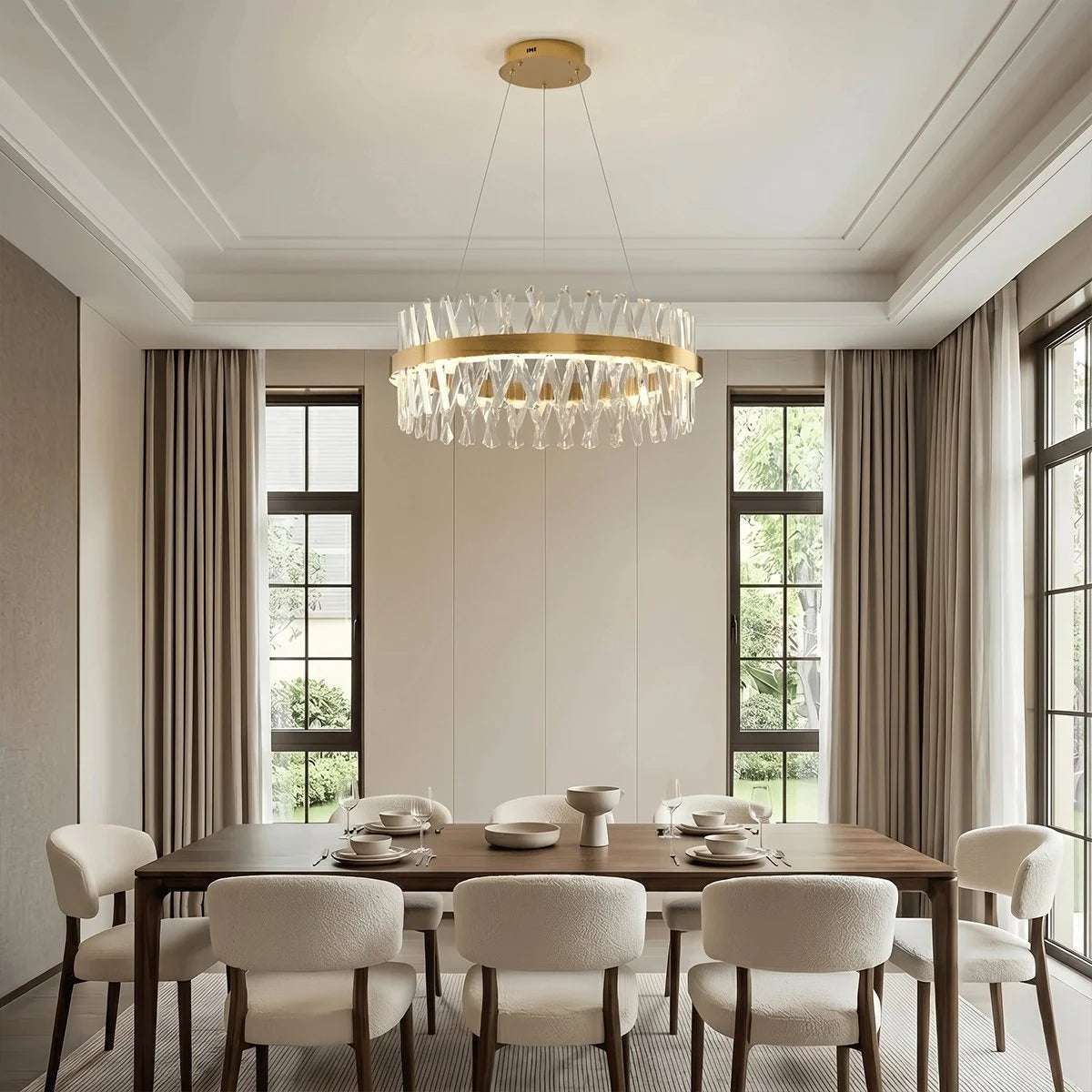 Antizer Modern Crystal Prism Round Chandelier