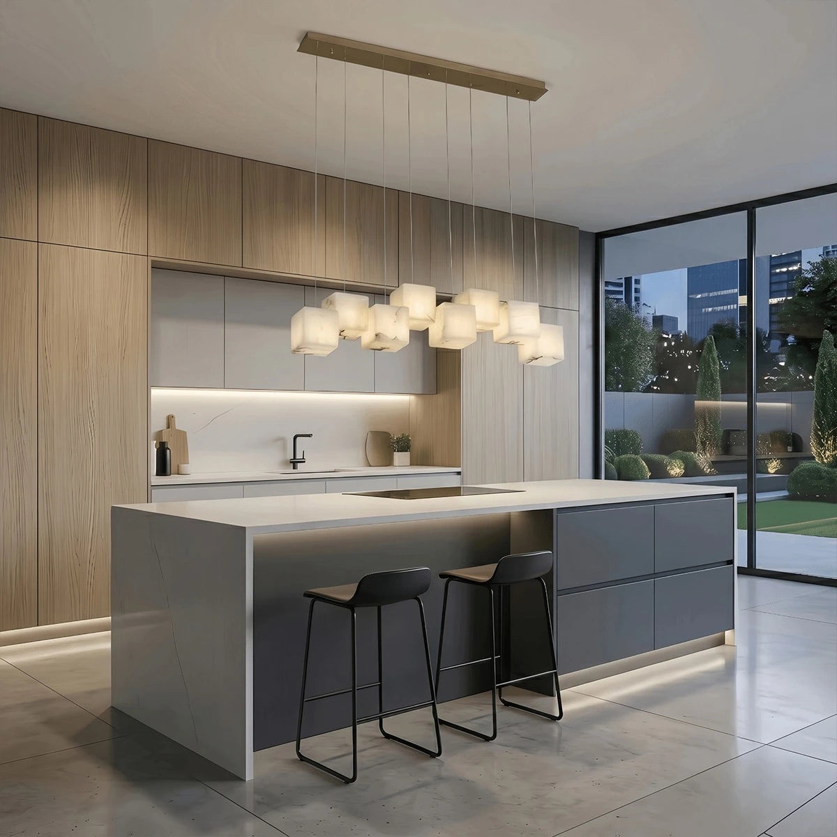 Antizer Modern Cubic Alabaster Pendant Light
