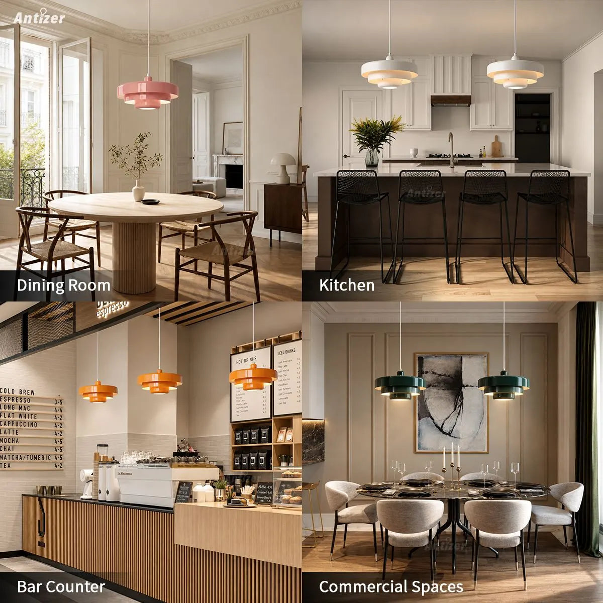 Lámpara colgante LED moderna Antizer para comedor