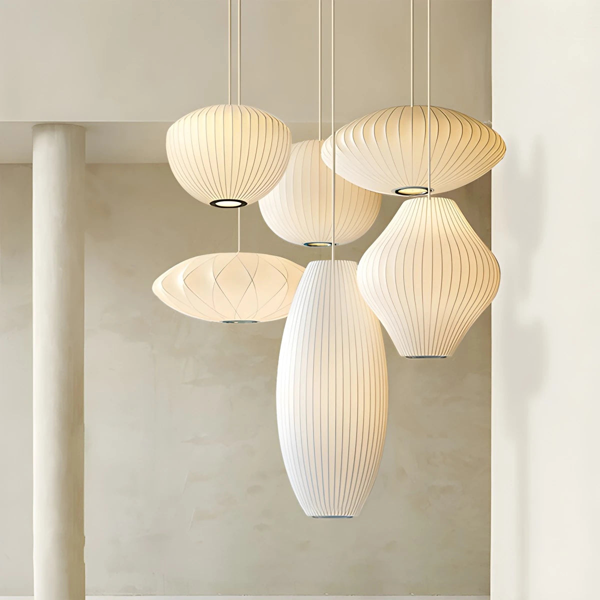 Antizer Vintage LED Silk Lantern Pendant Light