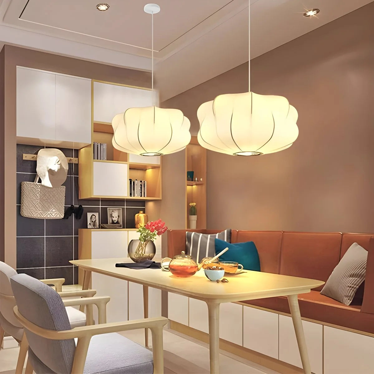Antizer Vintage LED Silk Lantern Pendant Light