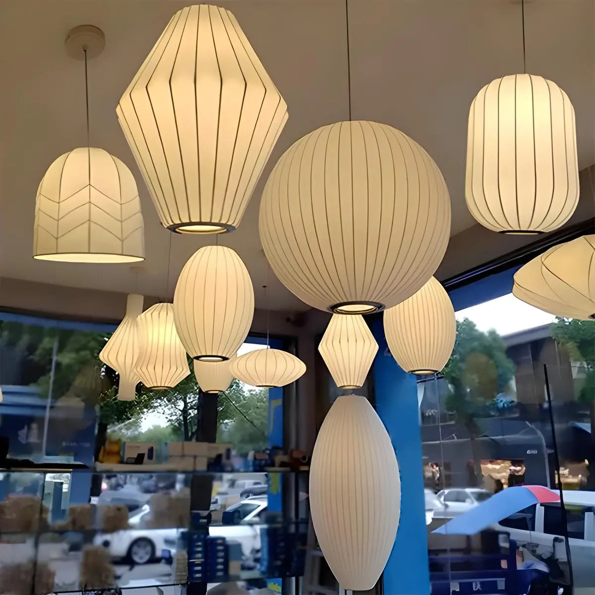 Antizer Vintage LED Silk Lantern Pendant Light
