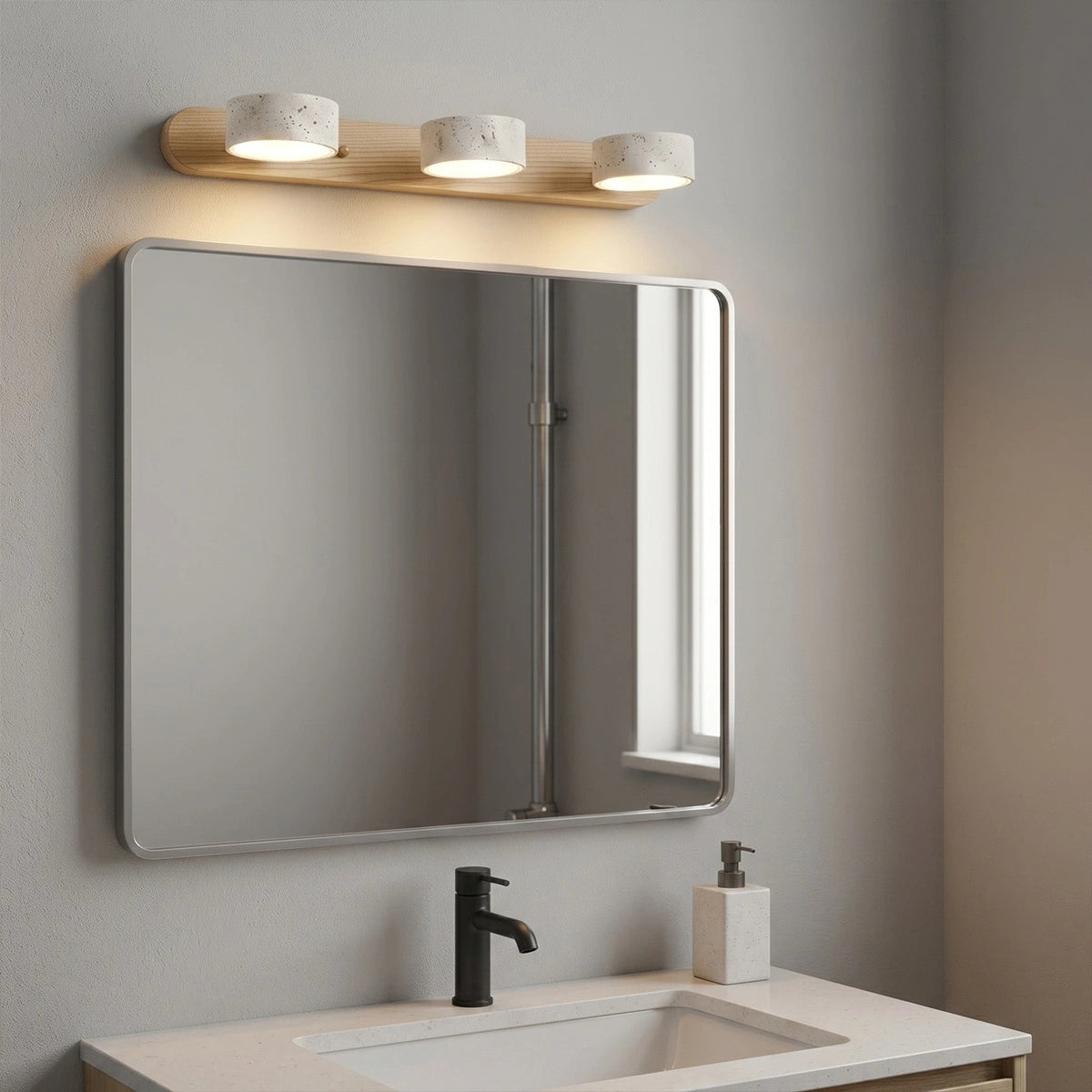 Antizer Modern LED Wood & Stone Travertine Wall Sconce