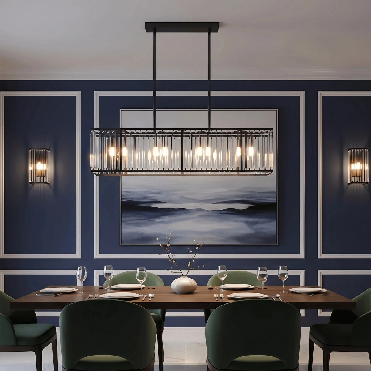 Antizer Modern Luxury Glass Linear Chandelier
