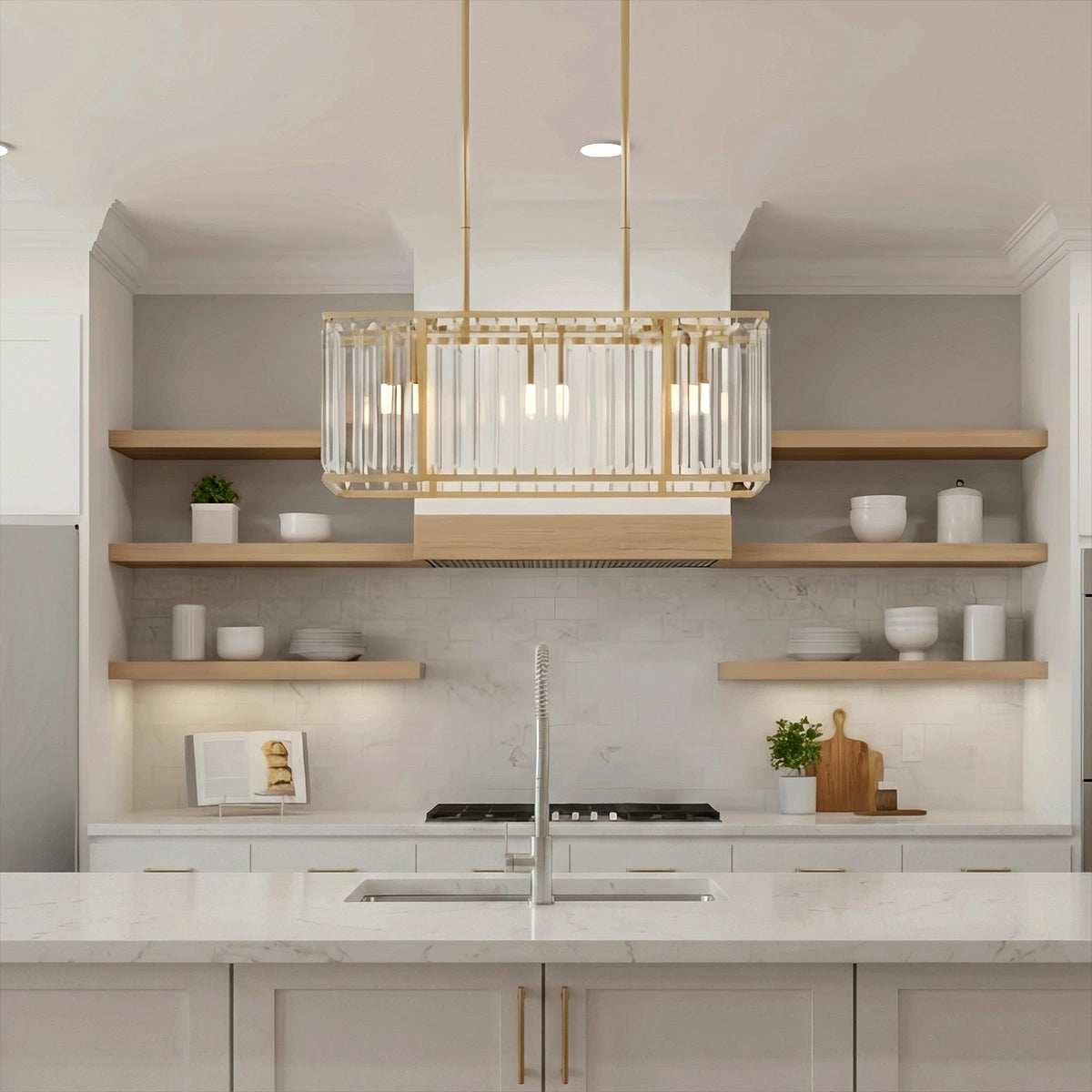 Antizer Modern Luxury Glass Linear Chandelier