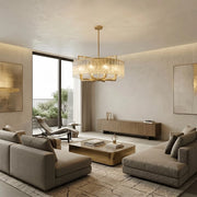 Antizer Modern Textured Glass Round Chandelier