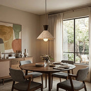 Antizer Modern Travertine & Walnut Wood Conical Pendant Light