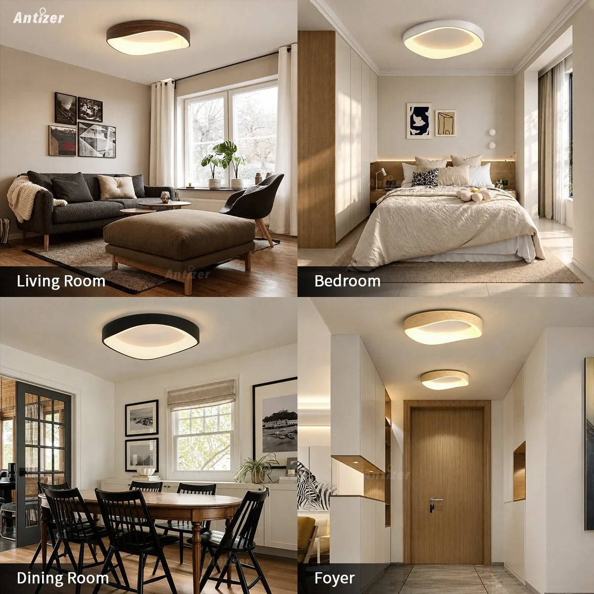 Antizer Lámpara de techo circular nórdica acrílica para dormitorio