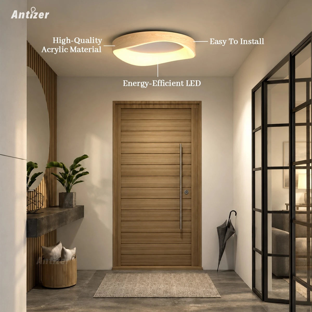 Antizer Lámpara de techo circular nórdica acrílica para dormitorio