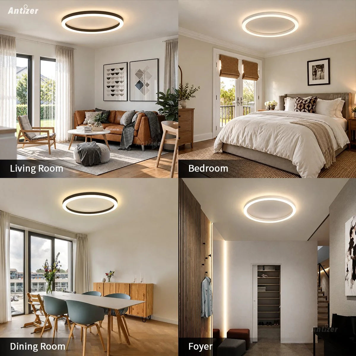 Lámpara de techo LED circular nórdica Antizer para dormitorio