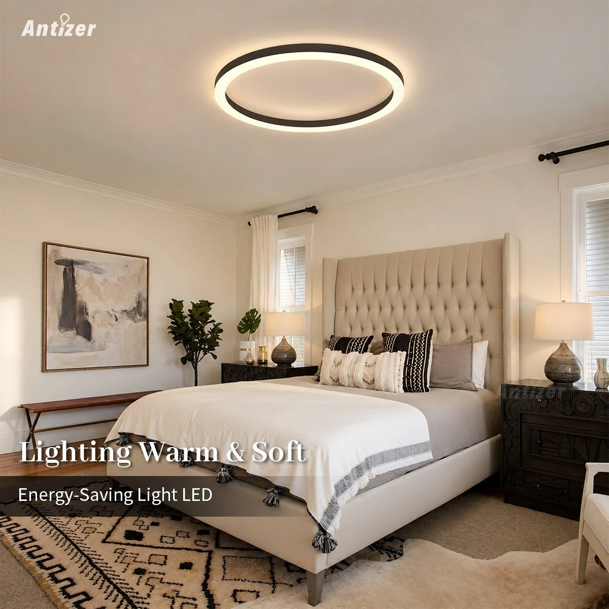 Lámpara de techo LED circular nórdica Antizer para dormitorio