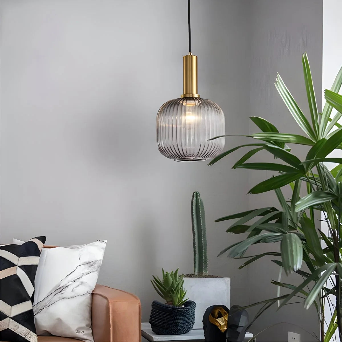 Antizer Nordic Vintage Glass Striped Pendeant Light