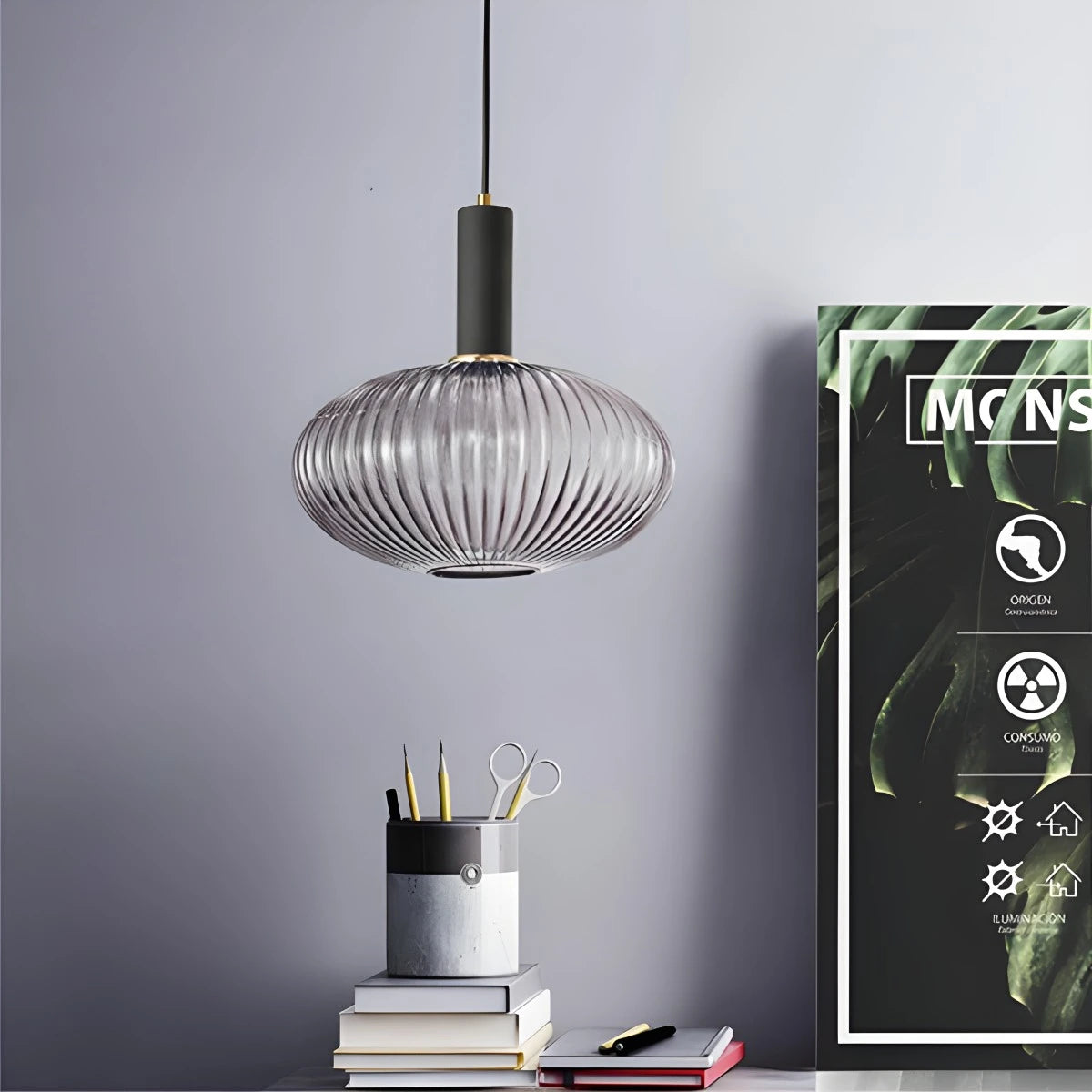 Antizer Nordic Vintage Glass Striped Pendeant Light