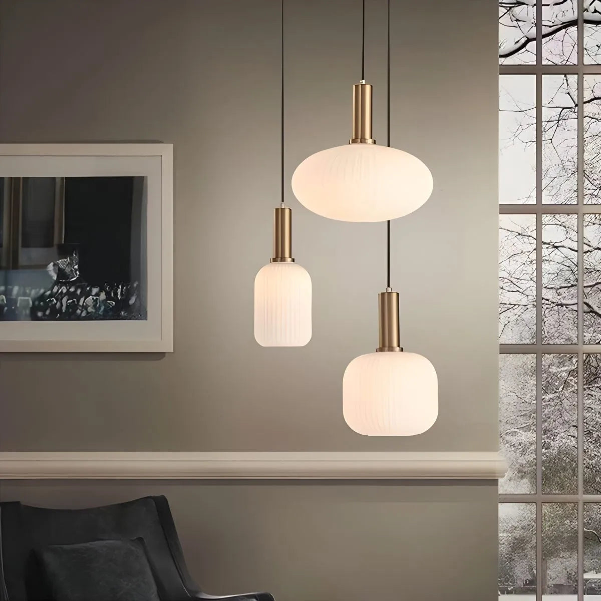 Antizer Nordic Vintage Glass Striped Pendeant Light