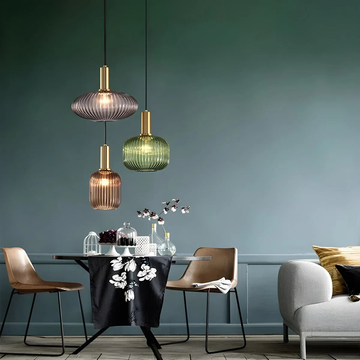 Antizer Nordic Vintage Glass Striped Pendeant Light