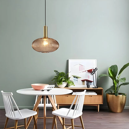 Antizer Nordic Vintage Glass Striped Pendeant Light