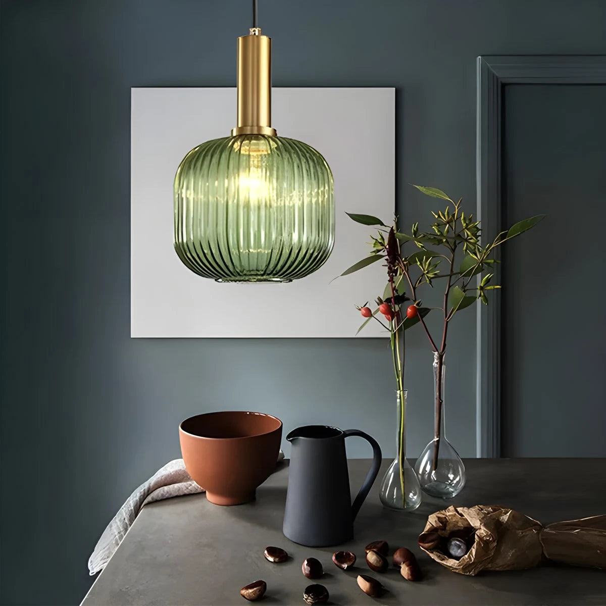 Antizer Nordic Vintage Glass Striped Pendeant Light