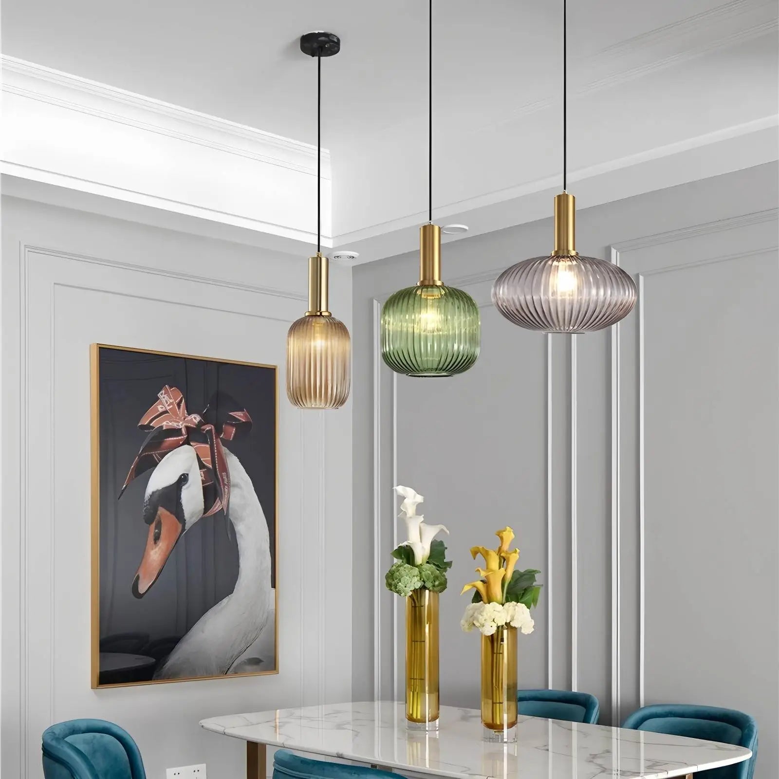Antizer Nordic Vintage Glass Striped Pendeant Light