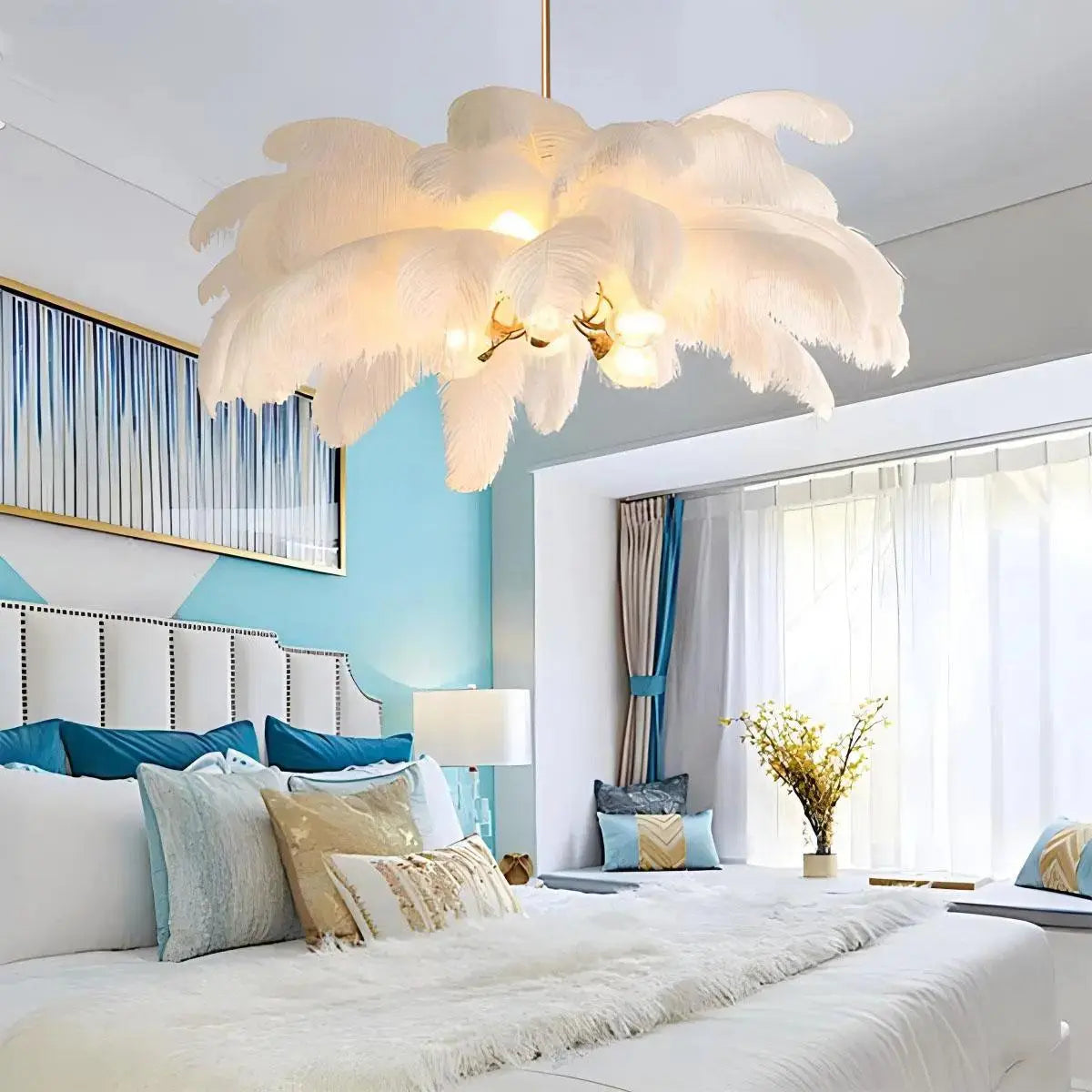Antizer Ostrich Feather Chandelier Multiple Colors Available