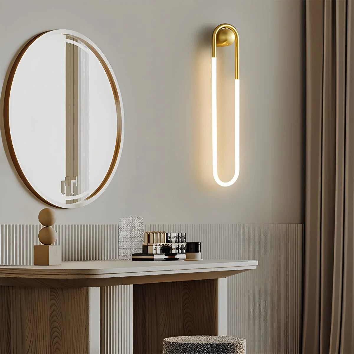 Antizer Oval Brass Wall Sconce for Living Room