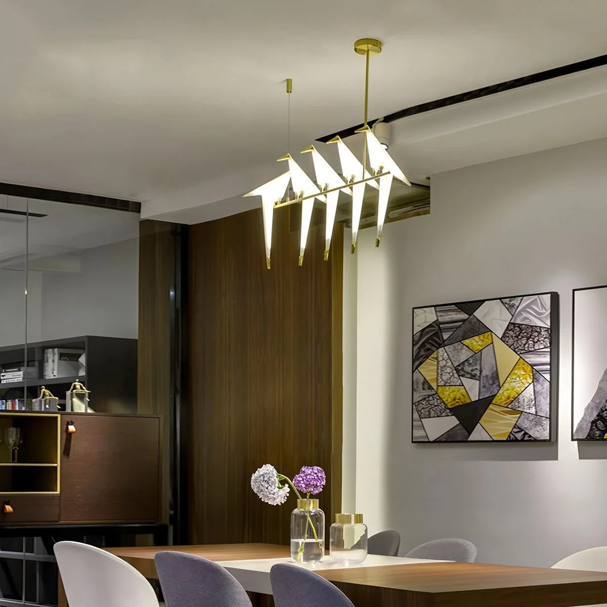 Antizer Paper Crane Bird Chandelier for Dining Room